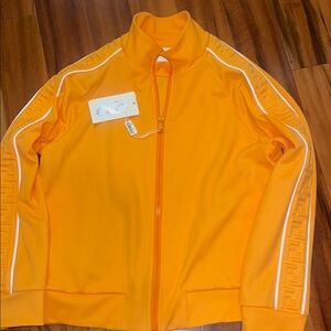 Fendi Orange Kids Zip-Front Jacket with White Piping